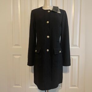 ST. JOHN Classic “Caviar” Single-Breasted Blazer Dress w/Pewter Buttons, NWT, 10